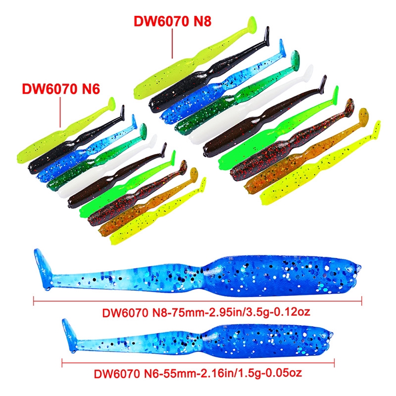 Bộ 10 mồi câu cá giả 3D trọng lượng 3.5g/1.5g kích thước 55mm/75mm