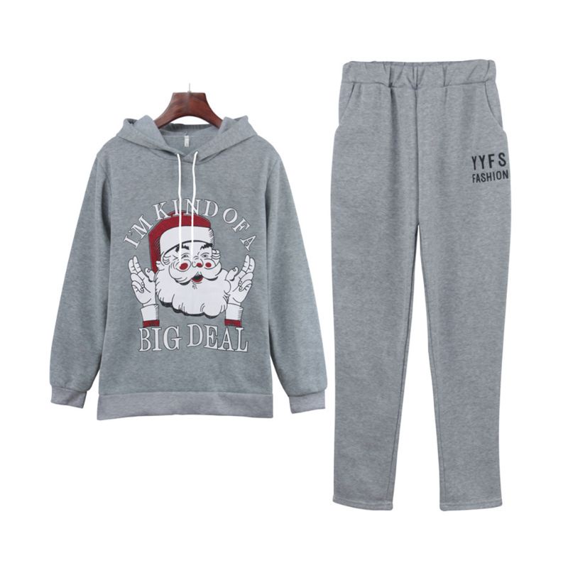 Xiangbao Bộ Áo Hoodie Tay Dài Có Dây Rút In Hình Cây Thông Giáng Sinh Mùa Đông Cho Nữ