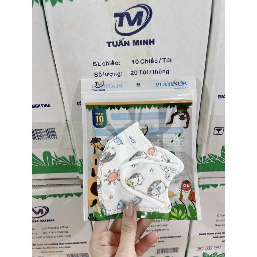 Khẩu trang trẻ em N99 6D Kid [Combo 100cái] Tuấn Minh Platinum - 6D kids Tuấn Minh-6D Kids TM mẫu mới nhất