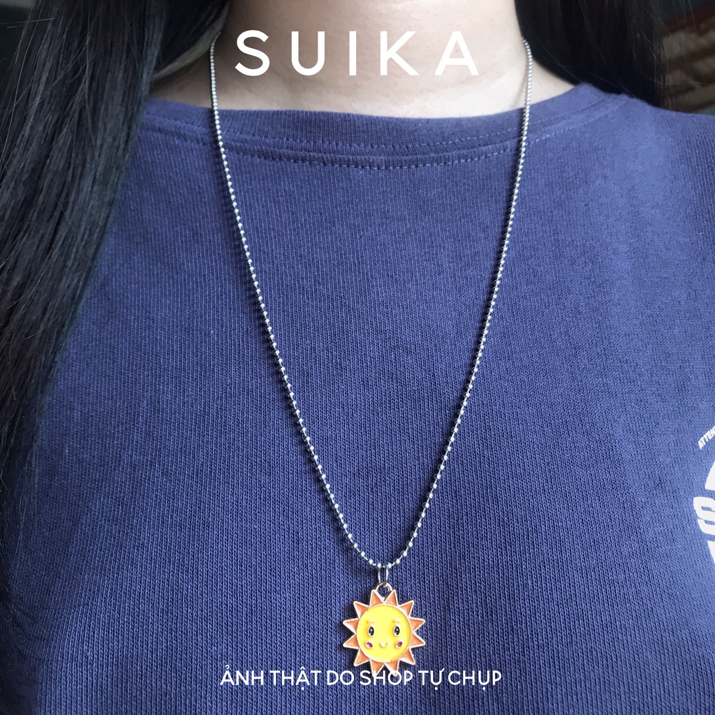 (ẢNH THẬT) Dây Chuyền Mặt Trời Cầu Vồng Hoa Sunflower Vòng Cổ Thép Titan Không Gỉ Bi 3li Suika.Acc