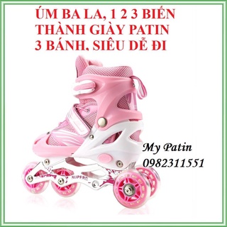 <TẶNG CÁNH HOẶC BẢO HỘ LOẠI MỎNG> Giày patin trẻ em biến hình cho bé mới tập patin, patin chuyển 1 hàng thành 2 hàng
