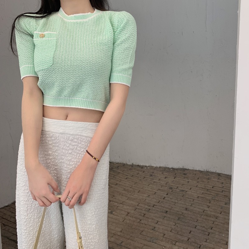 Áo Dệt Kim Phong Cách Hàn Quốc Xinh Xắn Cho Nữ