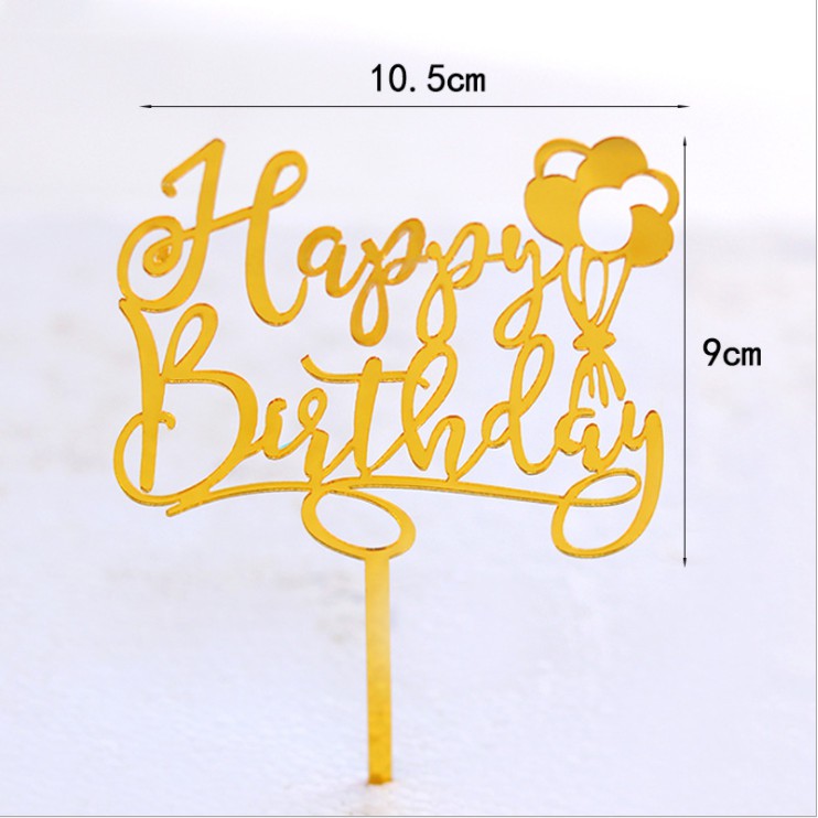 Trang trí bánh sinh nhật bánh kem - COMBO 10 thẻ meka CHÙM BÓNG vàng, bạc, đen, hồng