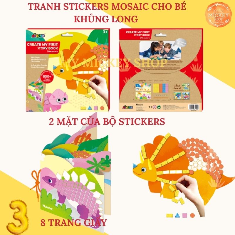 Trò chơi tranh dán Mosaic Sticker bằng foam nhiều chủ đề cho bé từ 3 4 5 tuổi chính hãng Avenir My Mickey Shop