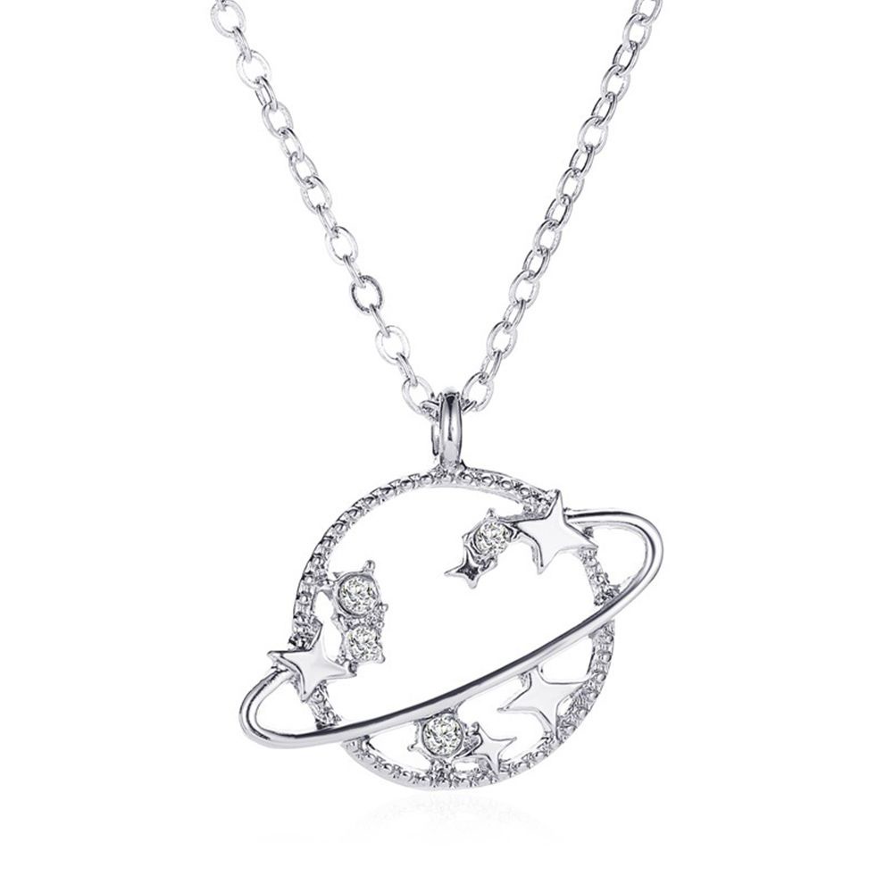 Vòng cổ Nữ Mặt Hình Hành Tinh Đính Đá Zircon Nhiều Màu Sắc Mihan1