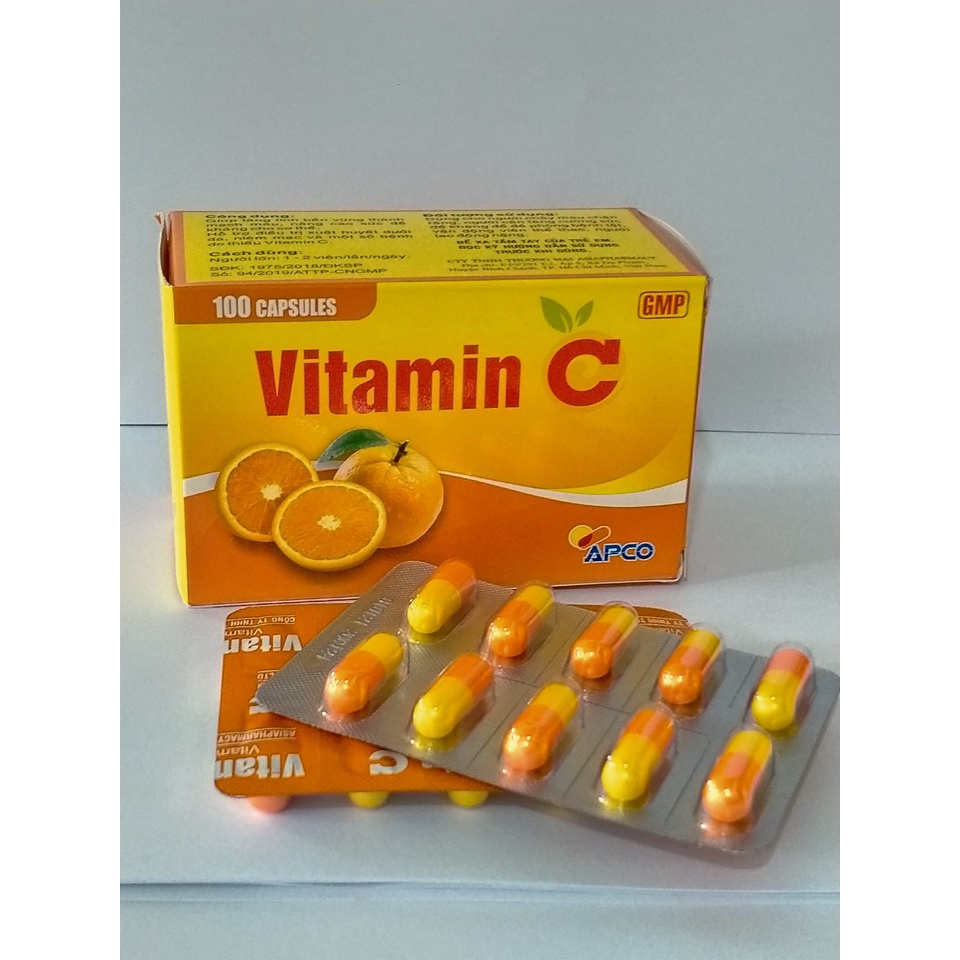 Viên uống VITAMIN C Apco hộp 100 viên giúp bền vững thành mạch, hỗ trợ tăng cường sức đề kháng cho cơ thể