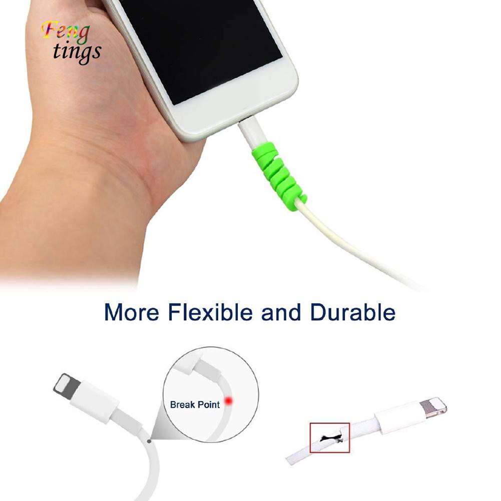 Set 10 đồ bọc bảo vệ dây cáp sạc điện thoại USB từ silicon dành cho iPhone Android