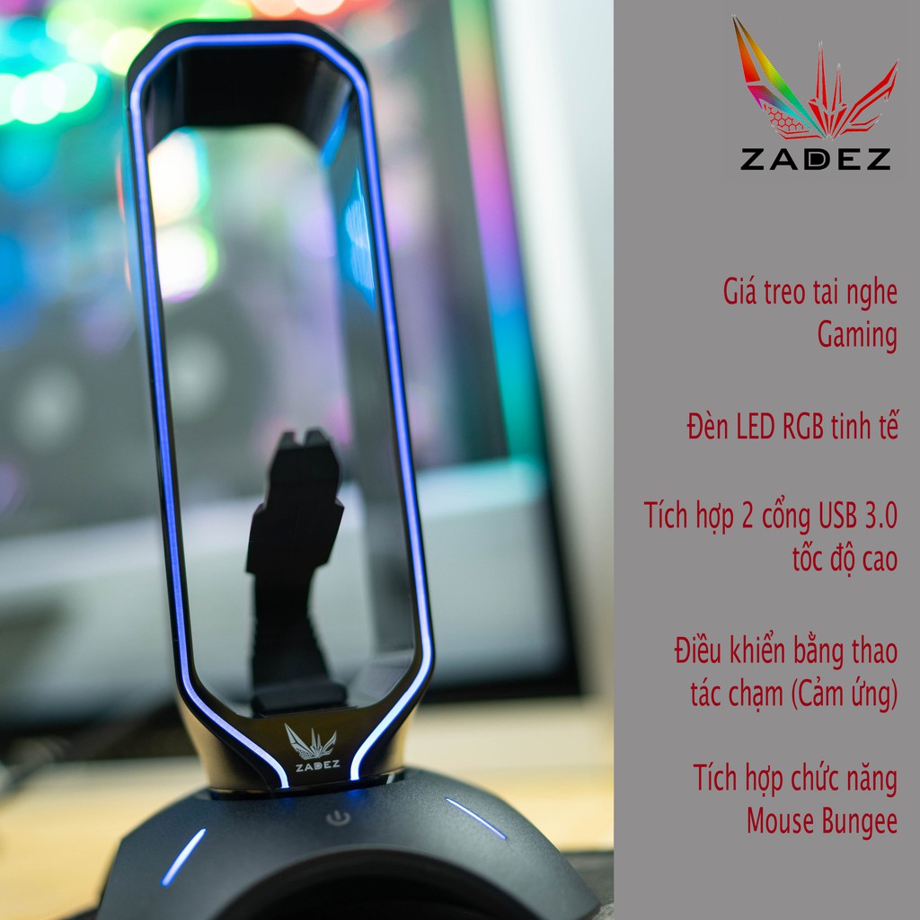 Giá Treo Tai Nghe Gaming Led RGB kiêm Hub USB 3.0 ZADEZ ZHS-701G | WebRaoVat - webraovat.net.vn