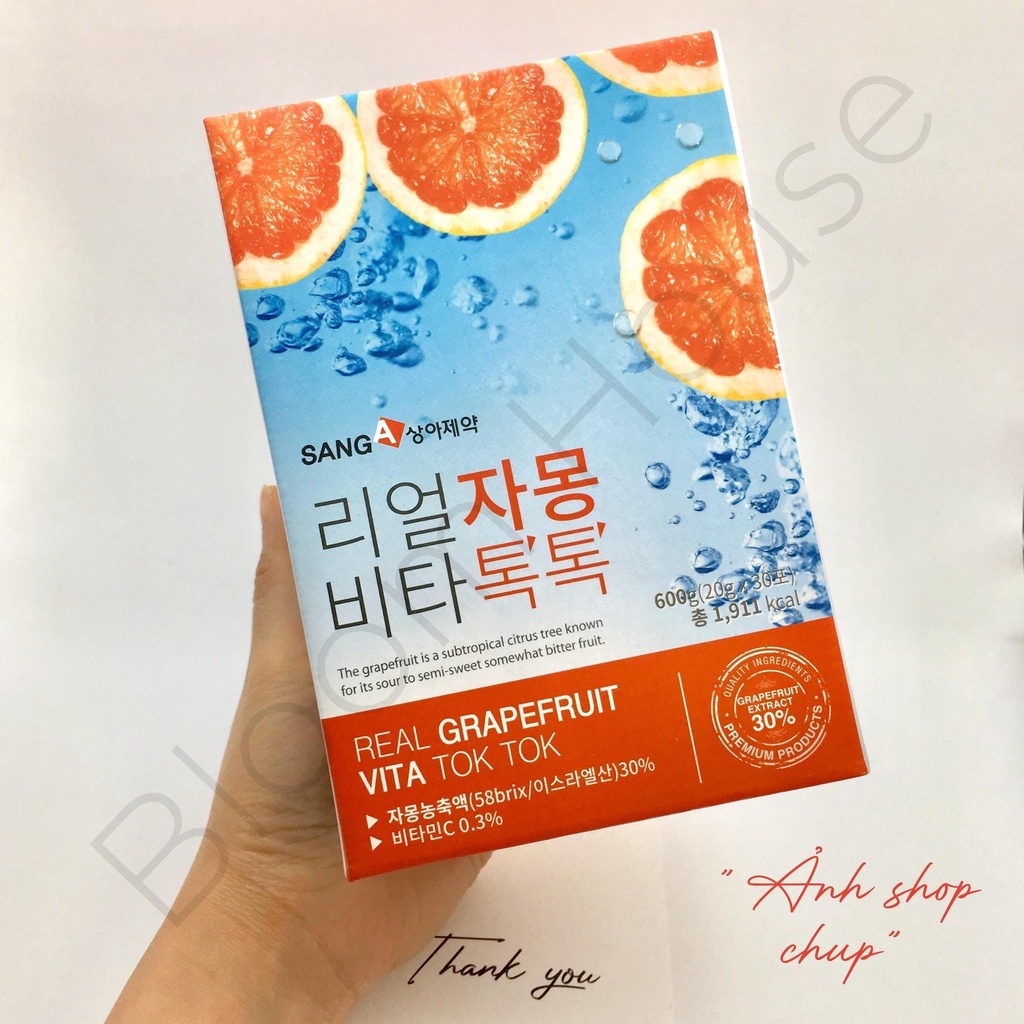 Trà Bưởi Giảm Cân Sanga Real Grapefruit Vita Tok Tok 30 Gói Hàn Quốc Chính Hãng - Bưởi Đỏ Đẹp Da Giữ Dáng