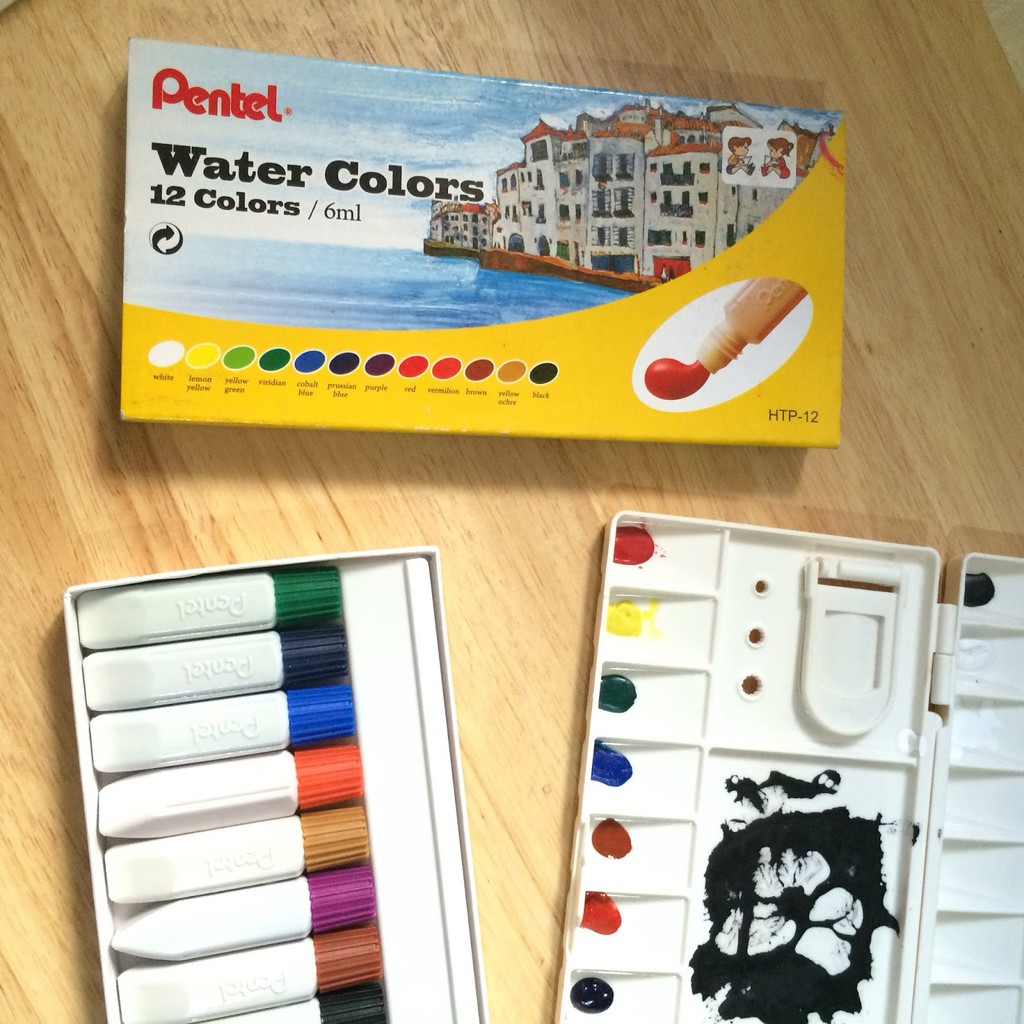 Màu Nước Dạng Tuýp Pentel Water Color HTP - 12 màu/18 màu/24 màu