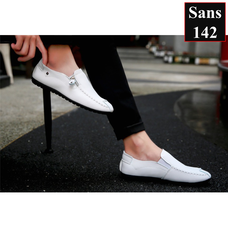 Giày mọi nam Sans142 giầy lười giá rẻ unisex trắng đen size 38 39 40 41 42 43 44