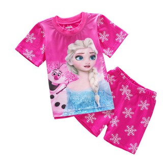 Bộ quần áo ngủ tay dài in hình công chúa Elsa cho bé gái 1-7 tuổi