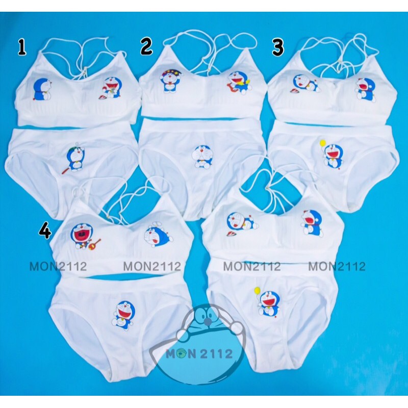 BỘ ĐỒ LÓT THỂ THAO FREESIZE 40-60KG BRA KHÔNG GỌNG DÂY ĐAN CHÉO DORAEMON DOREMON