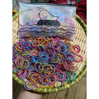 Set 500 Dây Chun Buộc Tóc Nhiều Màu Túi Zíp