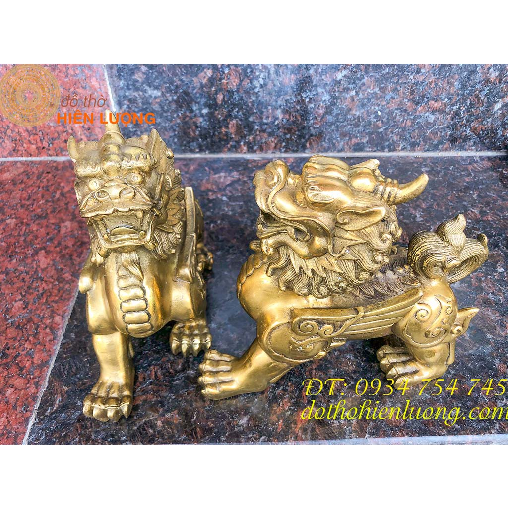 Đôi Tỳ Hưu Bằng Đồng Cỡ Trung Cao 19cm