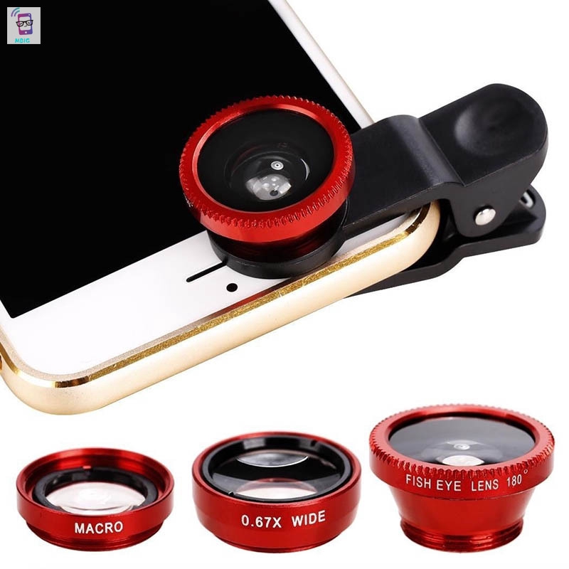 Thấu kính camera góc rộng macro 3 trong 1 xách tay thông dụng gắn điện thoại di động chụp hình selfie