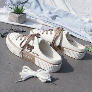TikTok HOT!!!✪Giày Nữ Lovely Bear Vải Hở Gót Sneaker Đế Thể Thao♦