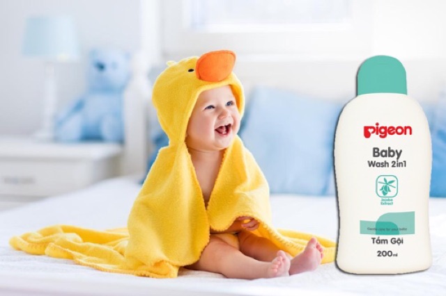 Tắm gội pigeon 200ml (2in1) xanh,vàng