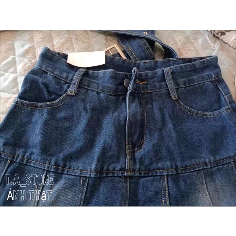 Chân Váy Jean Bò xếp Ly Lưng Cao +Tặng kèm đai  Hàng Quảng châu.