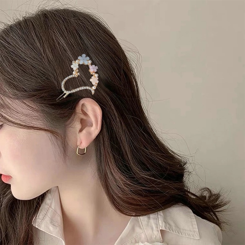 Kẹp Tóc Đính Đá Hình Hoa Cúc / Mái Ngang Thời Trang