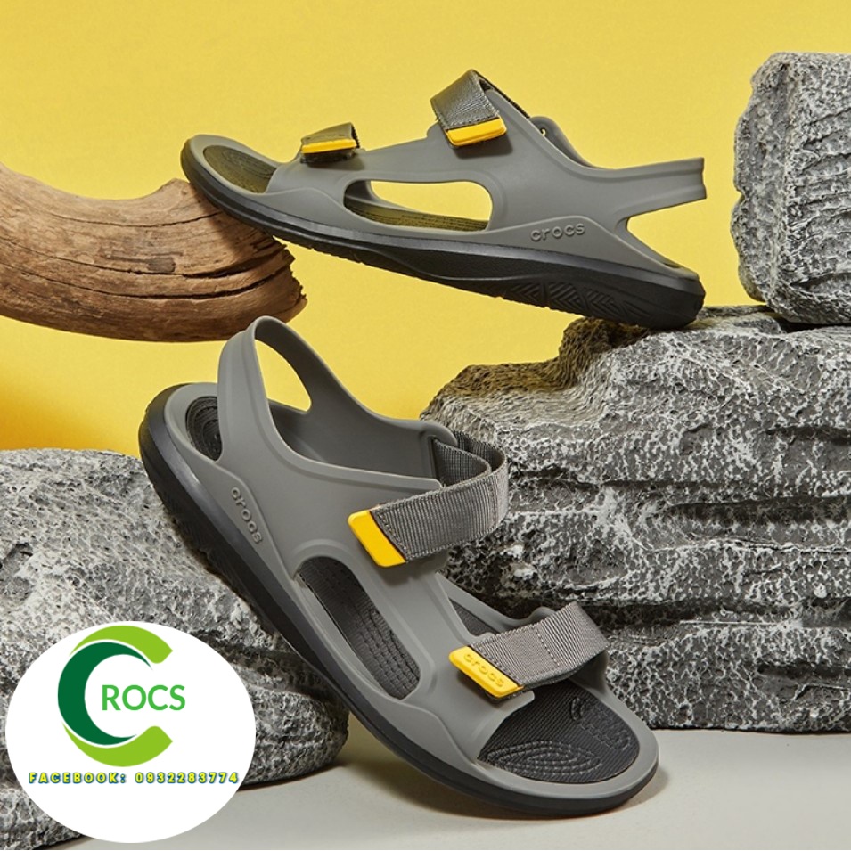 Giày sandal nhựa chống hôi chân -Croslite-Swiftwater-expedition cho nam màu ghi