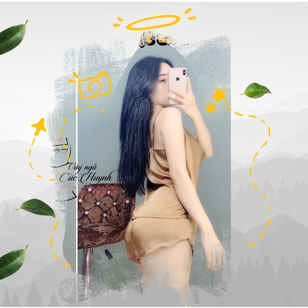 Bộ ngủ lụa nữ 2 dây bigsize cao cấp cổ đổ sexy cộc tay mặc nhà gợi cảm SAMSU FX14 | BigBuy360 - bigbuy360.vn