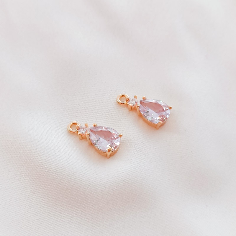 Mặt Dây Chuyền Hình Giọt Nước Bằng Đồng 14K Đính Đá Zircon Nhiều Màu Sắc Diy