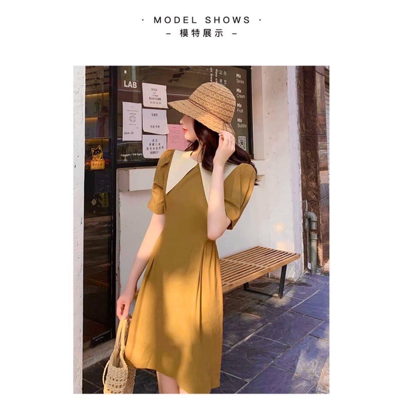 [Mã FAGREEN1505 giảm tới 30K đơn 99K] Váy nâu thời trang mix cổ vạt dễ thương⚡️Ảnh thật | BigBuy360 - bigbuy360.vn