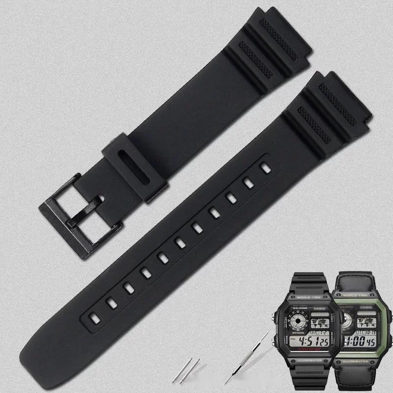Dây Đeo Đồng Hồ Bằng Cao Su Silicone Co Giãn Cho Casio AE-1200 AE-1300 F-108 W-216 W800H