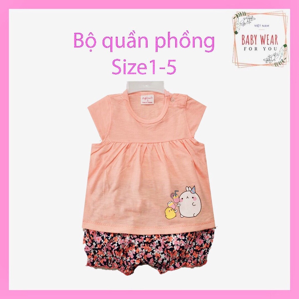 Bộ ngắn quần phồng chất đẹp đáng yêu cho bé gái Baby Wear (6-12kg)