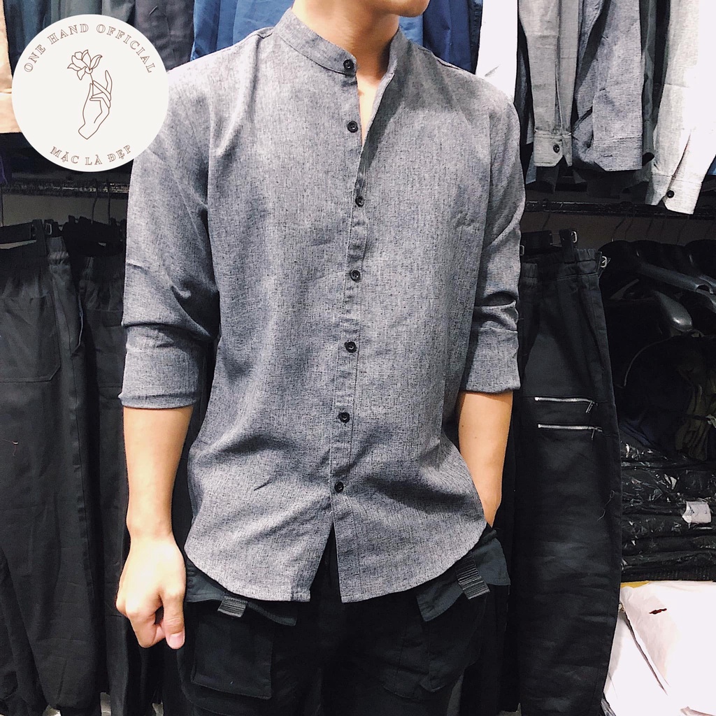 [Hàng VNXK] Áo Sơ Mi Nam Cổ Tàu - Áo Sơ Mi Nam Đẹp - Phong Cách Lịch Lãm - Không Nhăn - Xám Tiêu. P78 | BigBuy360 - bigbuy360.vn