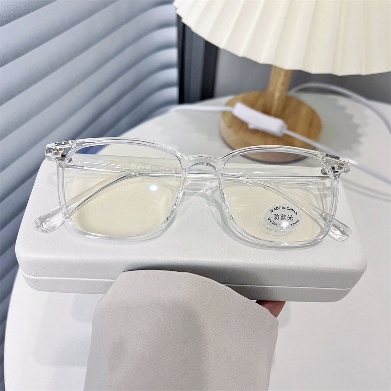 Mắt Kính Chống Ánh Sáng Xanh Gọng Trong Suốt Hình Chữ Nhật / Vuông Thời Trang Hàn Quốc