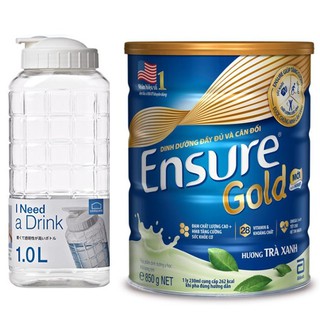 Sữa bột Ensure Gold Abbott hương Trà Xanh 850g date 5/2021{tặng bình nước Lock&Lock}