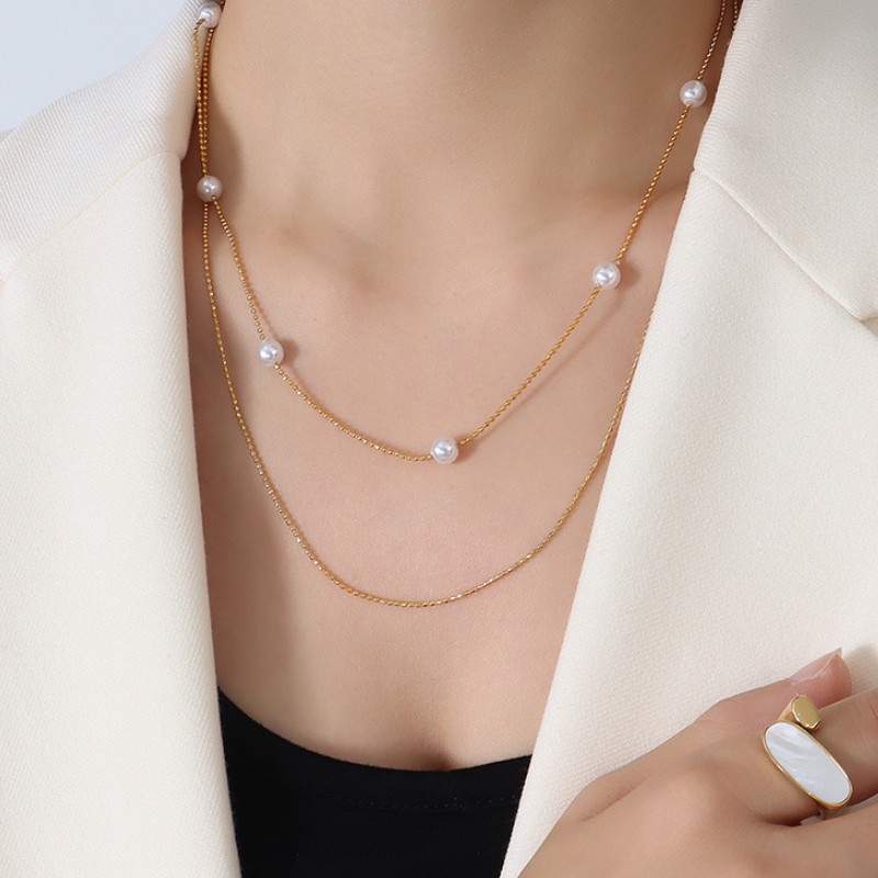 Dây Chuyền 2 Tầng Sang Trọng Titan Ko Đen TT 4198