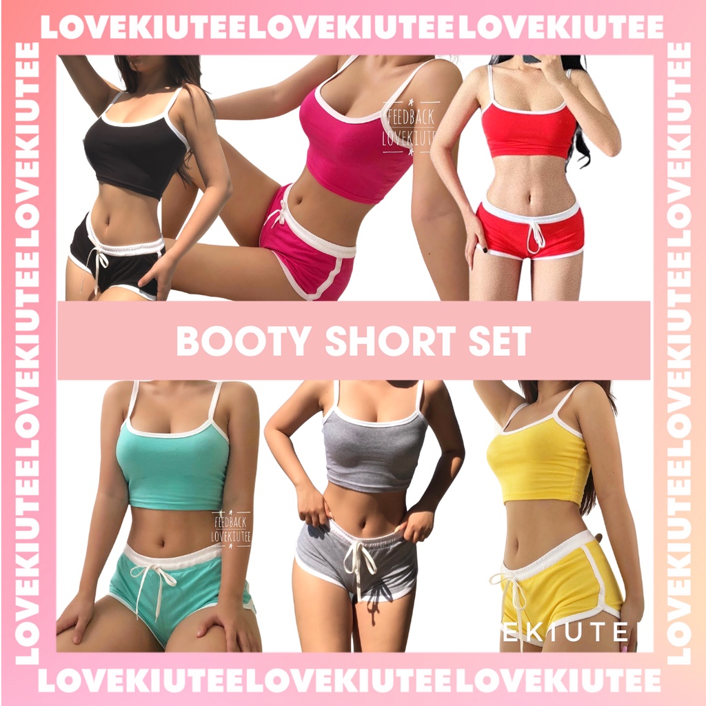 Set áo CROPTOP 2 dây và quần BOOTY SHORT ngắn ôm mông LOVEKIUTEE | BigBuy360 - bigbuy360.vn