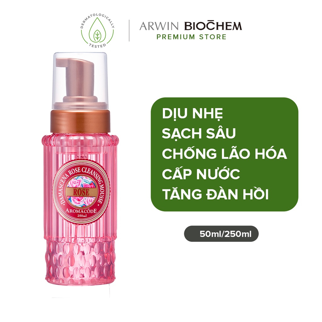 Bọt rửa mặt Arwin cao cấp chiết xuất hoa hồng Damask 250ml