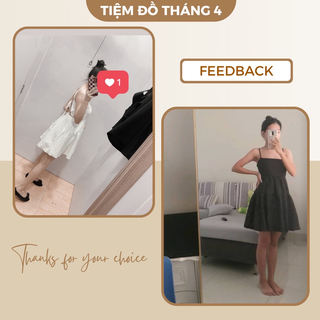 Váy Babydoll Hở Lưng 2 Dây Chất Gấm Xốp TIỆM ĐỒ THÁNG 4 SWAN DRESS