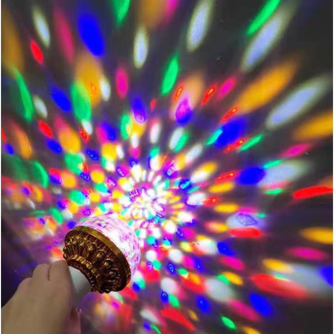Đèn Led Nháy Chớp 7 Màu 5 Chế Độ Tự Xoay Đui Tròn Cao Cấp - Đèn LED Vũ Trường Xoay