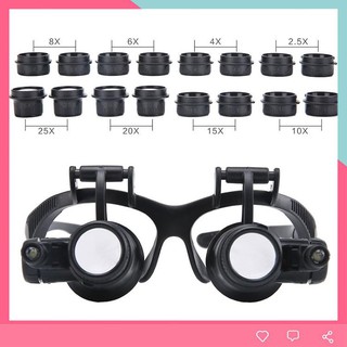 Kính lúp đeo mắt 8in1 💗𝑭𝑹𝑬𝑬𝑺𝑯𝑰𝑷💗 Kính lúp đeo đầu có đèn 9892G8KX 8 cặp thấu kính