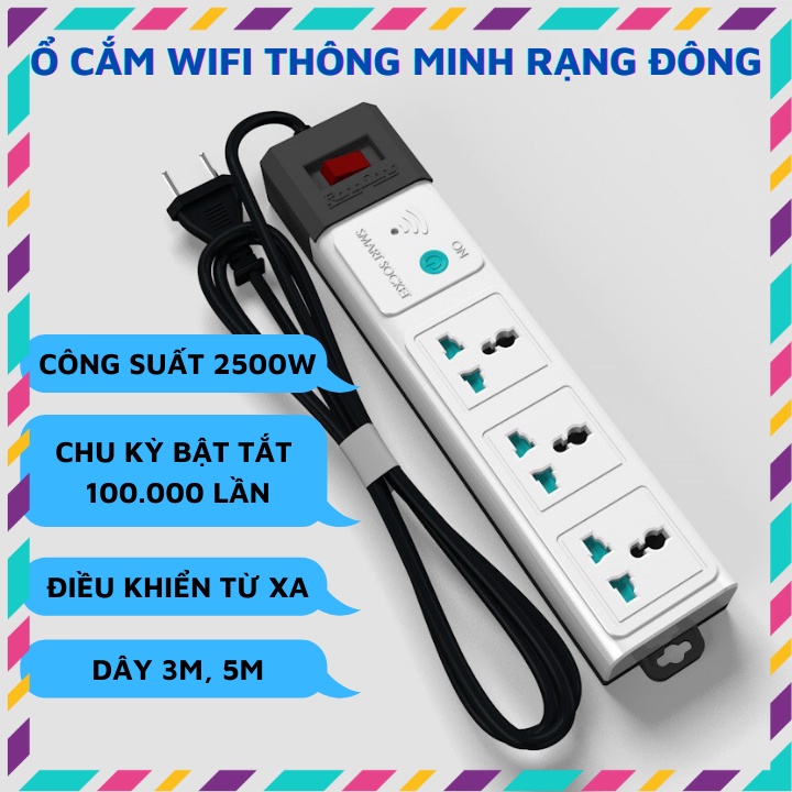 Ổ cắm thông minh wifi Rạng Đông 3m, 5m Model: OC02.WF 3C/3M/10A