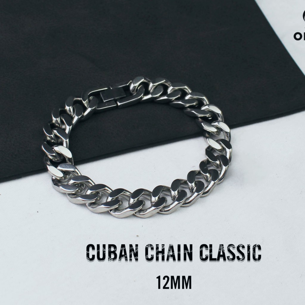 Vòng Chain Cuban Titanium 12mm - Thép Titan KHÔNG GỈ