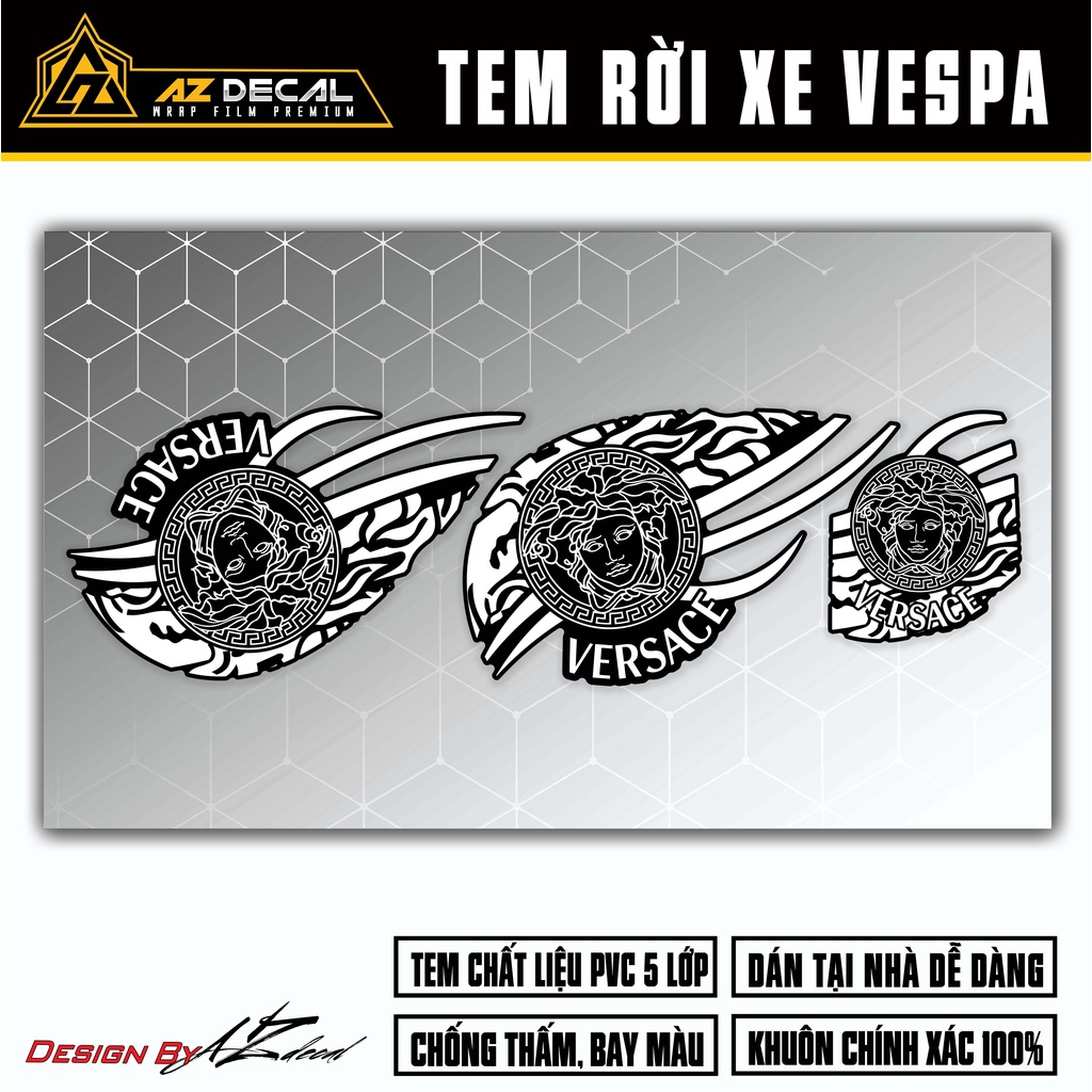 Tem Vespa Sprint / Primavera Thiết Kế Verrsace | VPSP55 | Team Decal Hình Dán Xe Máy Vespa Chống Nước Bền Màu