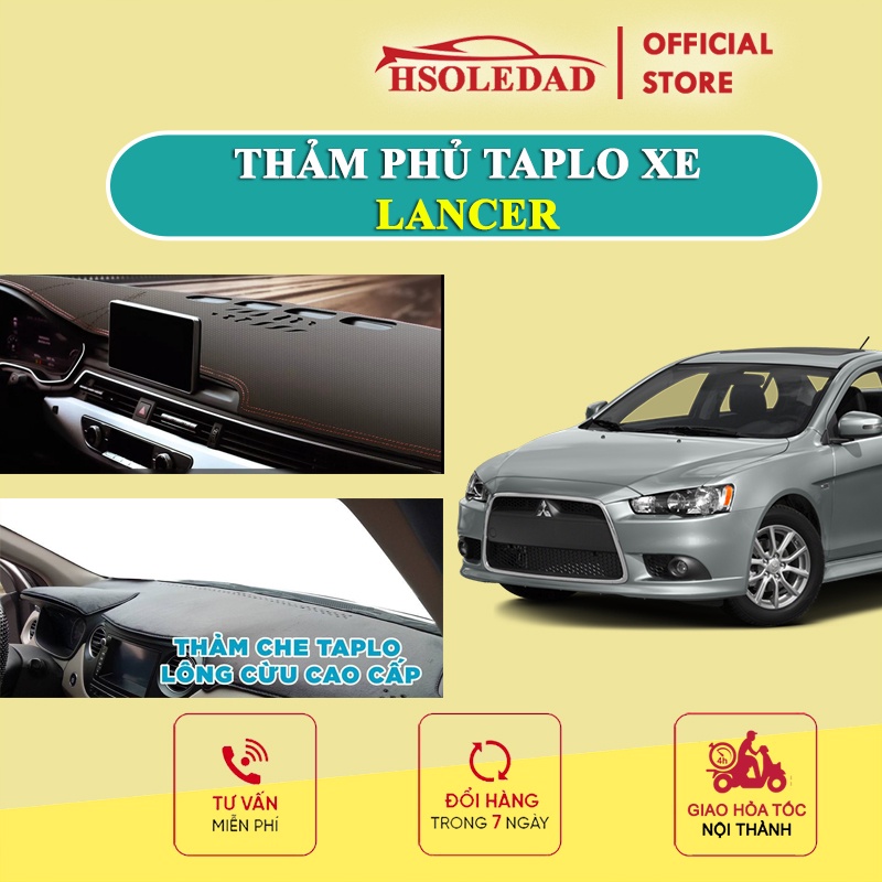 Thảm taplo LANCER 2010 bằng lông Cừu 3 lớp hoặc Da Cacbon