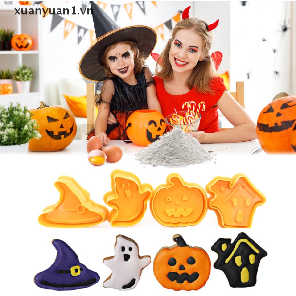 Set 4 Khuôn Nhựa Làm Bánh Phong Cách Halloween Độc Đáo