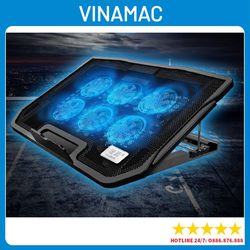 ✔️ Đế Tản Nhiệt Nuoxi H9 Cho Laptop, Macbook Với 2 Cổng USB 6 Cánh Quạt Tản Nhiệt.