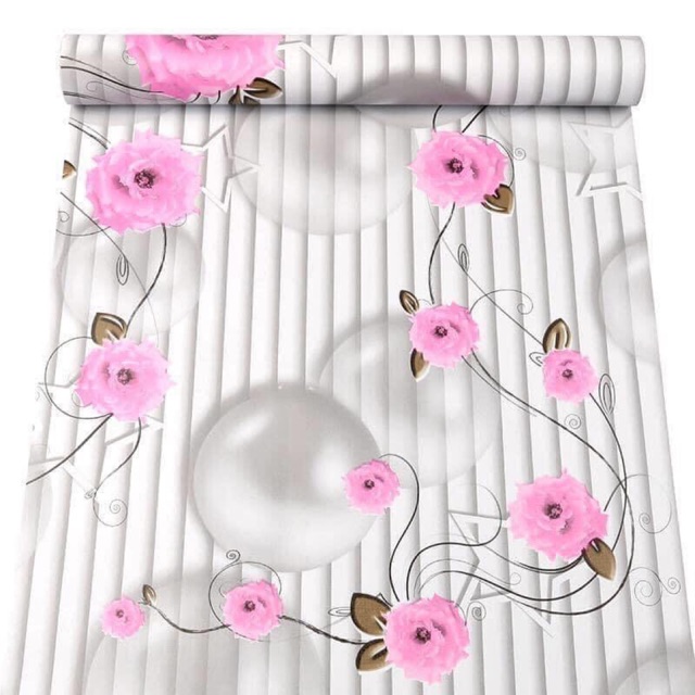 Giấy dán tường dây leo hoa hồng Cuộn 10m - Giấy decal có keo sẵn mẫu HOT dán lên cực kỳ đáng yêu