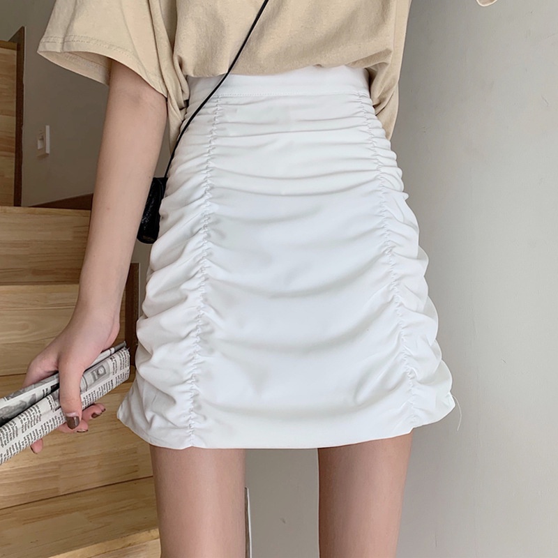 Chân váy nhún kiểu dáng chữ a phong cách hàn quốc 2 màu trắng đen