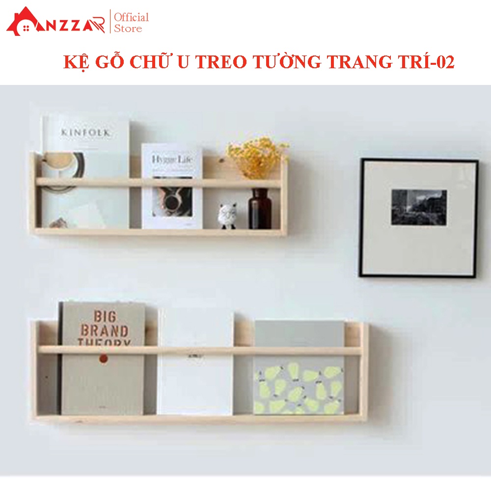 Kệ gỗ treo tường Anzzar , giá gỗ để đồ lưu niệm KCU02