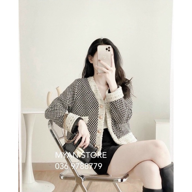 SET 3 MÓN : KHOÁC DẠ VIỀN + ÁO CỔ V + CHÂN VÁY | BigBuy360 - bigbuy360.vn