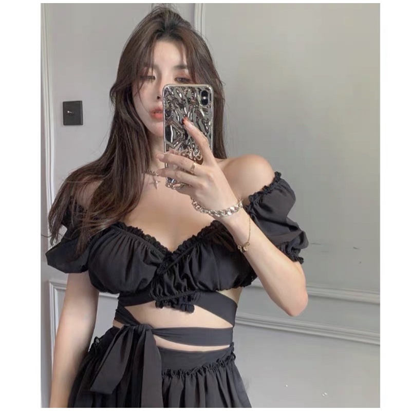 ÁO CROPTOP BÈO CÁNH TIÊN DÂY QUẤN BỤNG DÀI XINH ĐẸP A22
